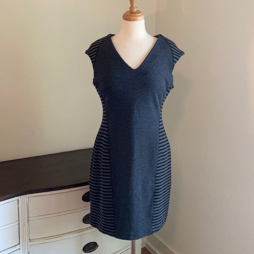 Ellen Tracy black grey sheath dress sz 10 stretch